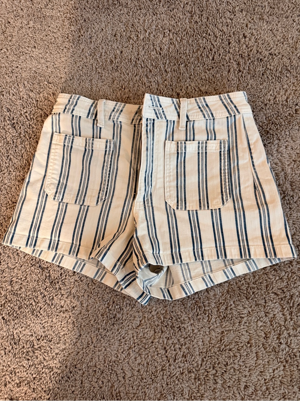 Universal Thread Cream High-Waist Shorts with Navy Stripes